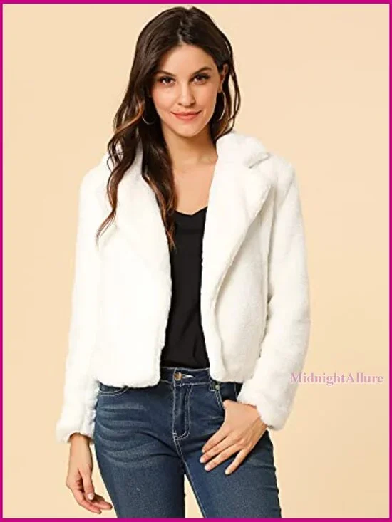 Cropped Faux Fur Jacket Shrug Loose Fit Soft Plush Open Front - Picture 2 of 6